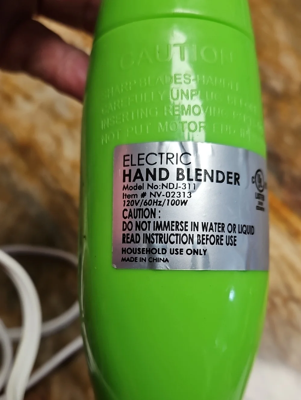 Fine Life Electric Handheld Immersion Blender, Lime Green